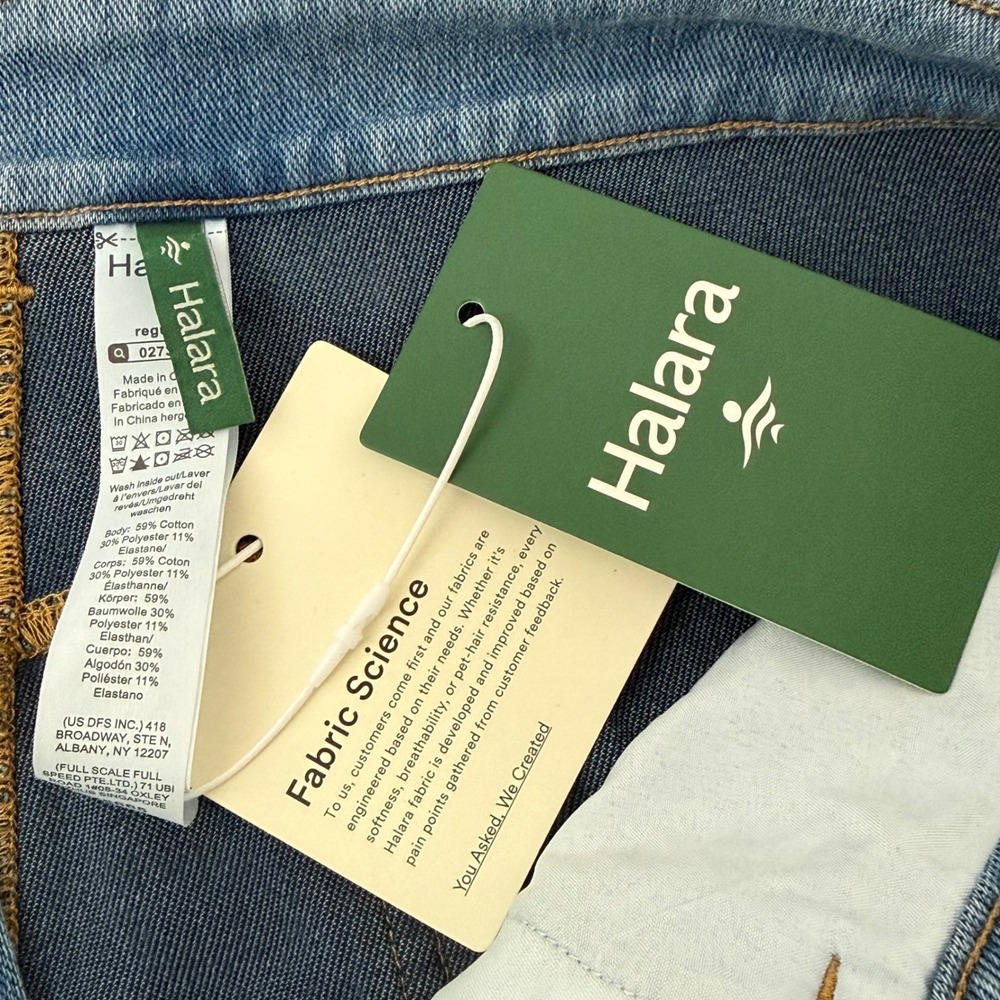 Halara Wide Leg Jeans Womens Large Blue NWT Flex Denim High Waisted Light Wash - Picture 5 of 9